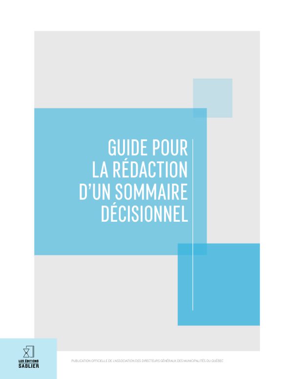 Guide pour la rédaction d'un sommaire décisionnel